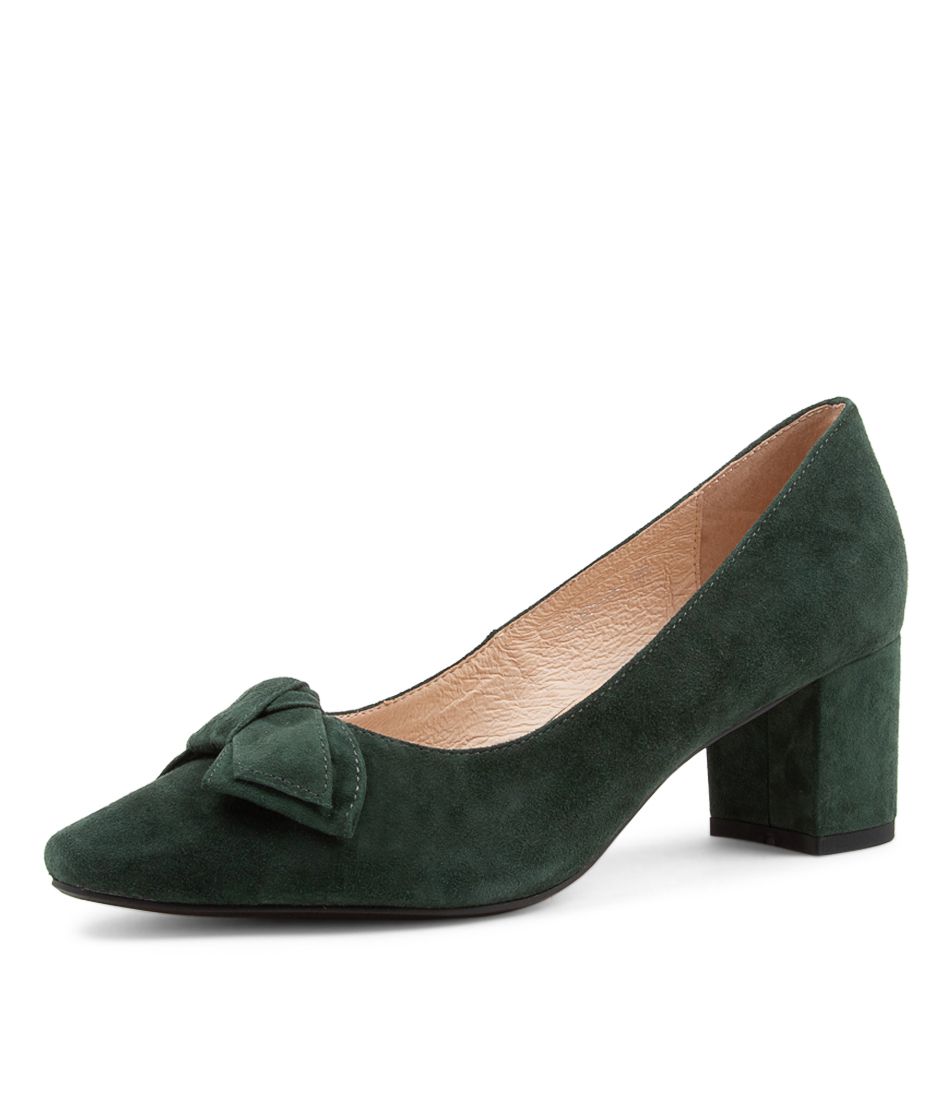 Loet Deep Green Suede Pump Heels