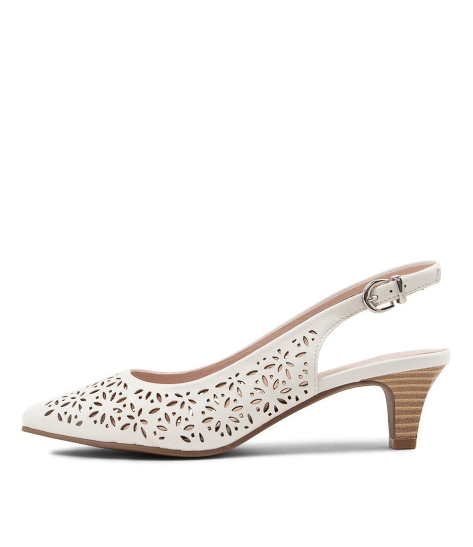 Lorney White Leather Heels