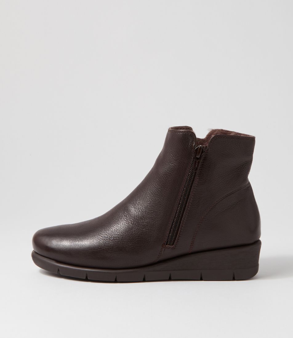 Marrys Dark Brown Leather Ankle Boots
