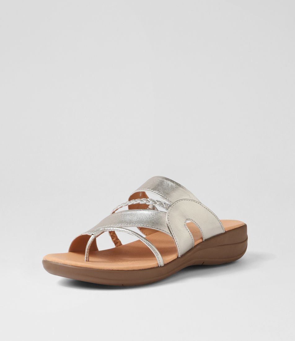 Mia Platinum Gum Sole Leather Slides