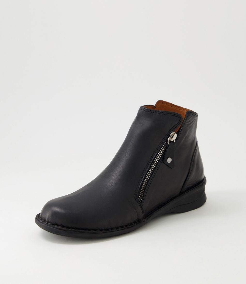 Nohmy Black Leather Ankle Boots