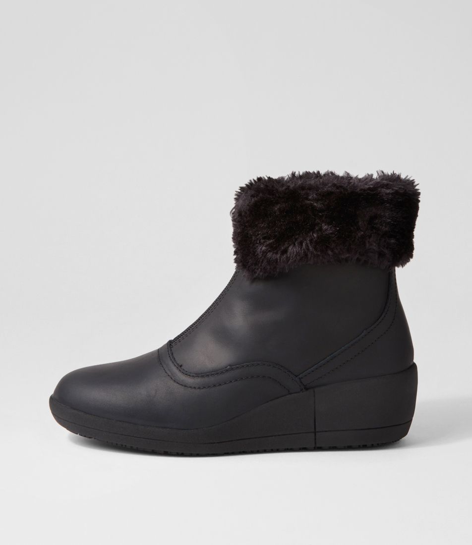 Blessit Black Crazyhorse Fur Ankle Boots