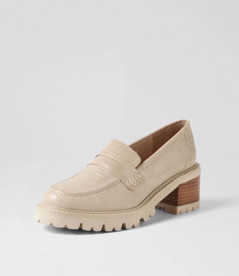 Jinnah Almond Croc Leather Heels