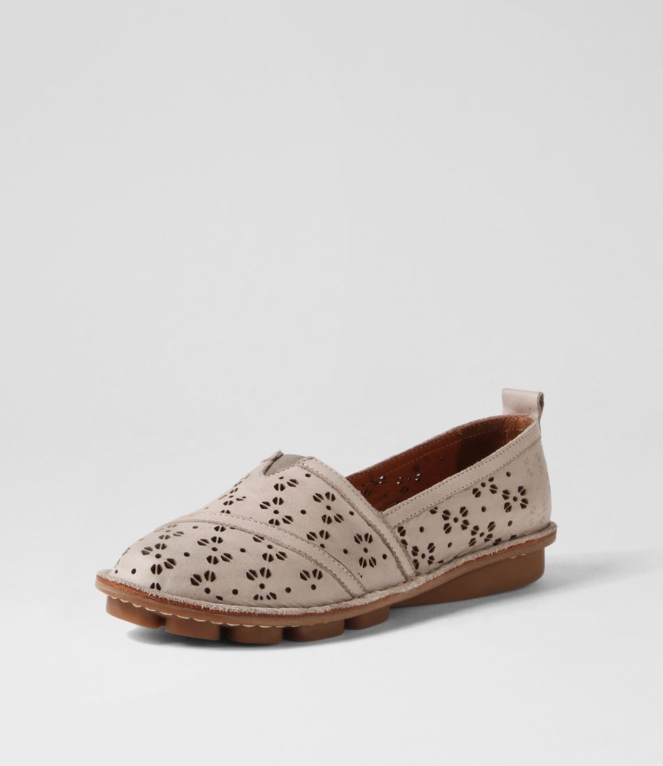 Ligde Taupe Leather Flat Shoes