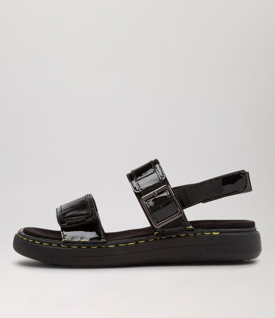 Aska Black Patent Leather Sandals