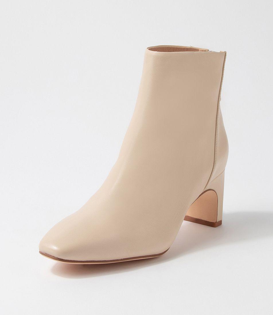 Sofii Cream Leather Ankle Boots