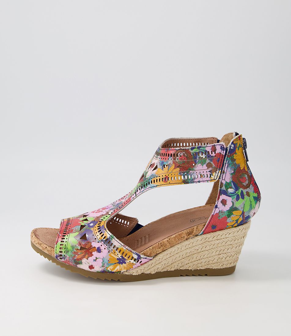 Alain Bright Floral Leather Espadrilles
