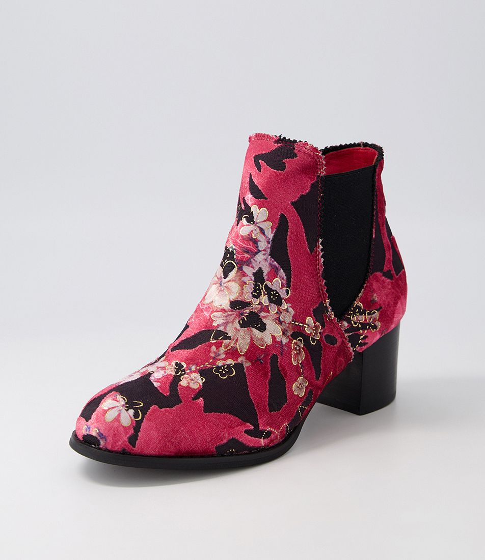 Jalises2 Wine Burnout Velvet Chelsea Boots