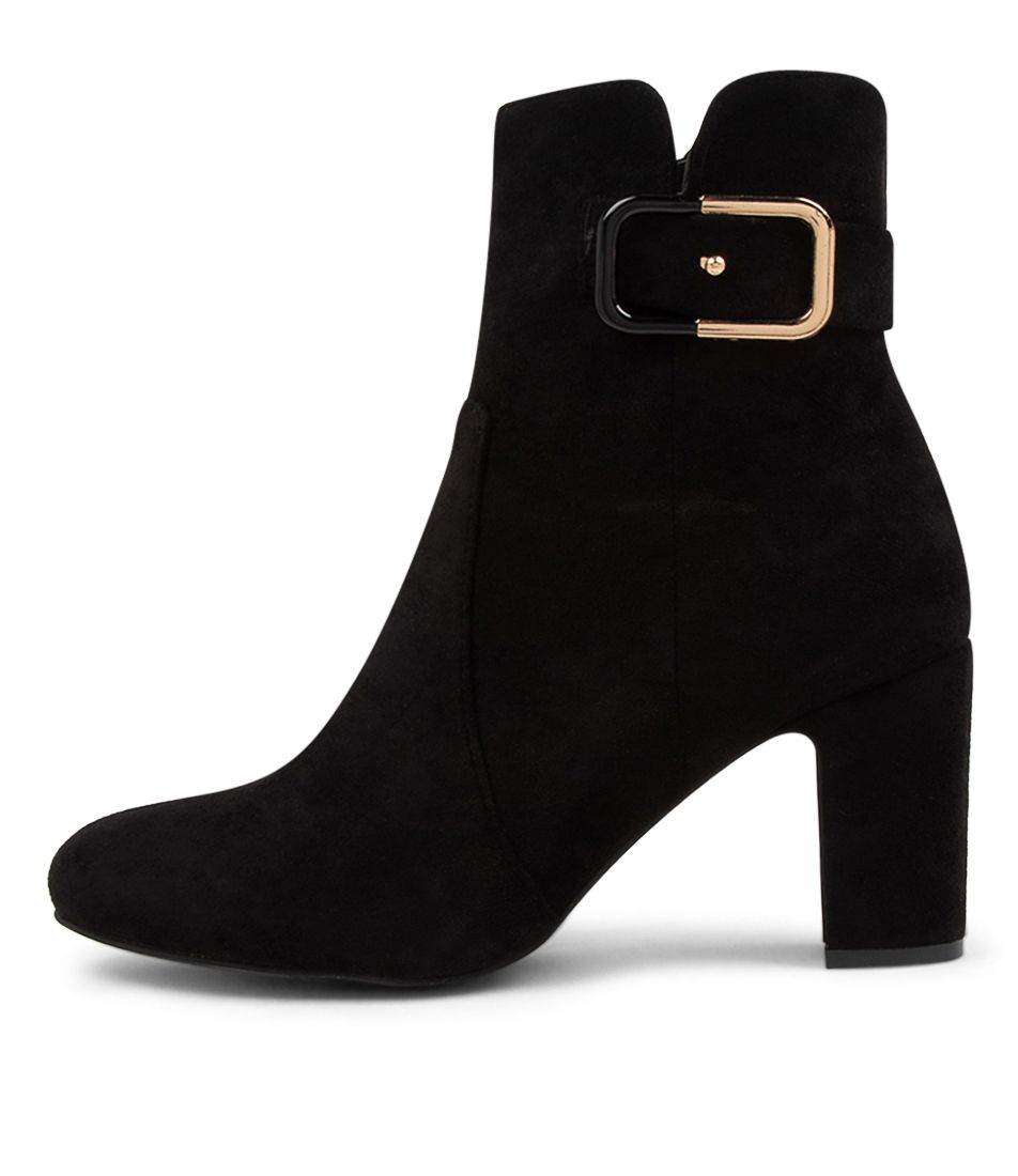 Shippa Black Microsuede Ankle Boots