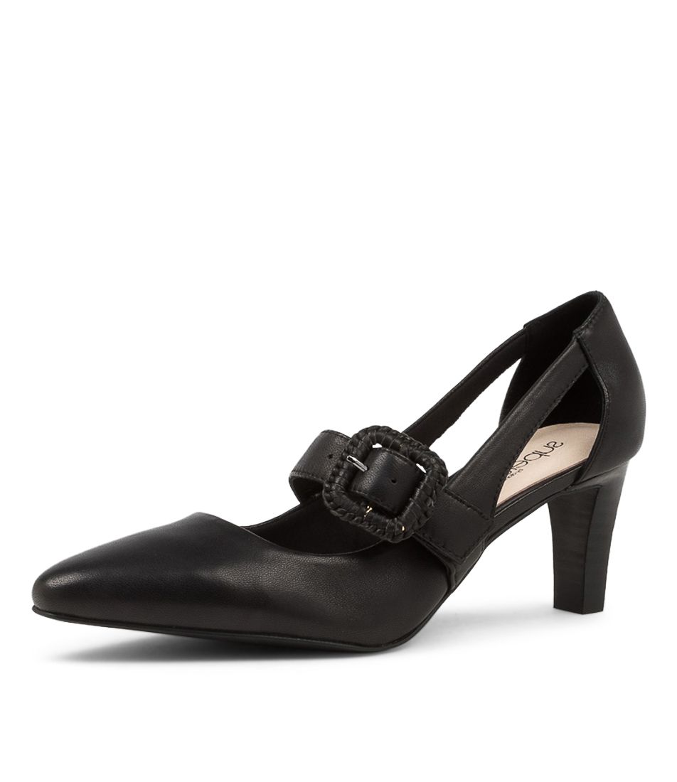 Mentonia2 Black Leather Pump Heels