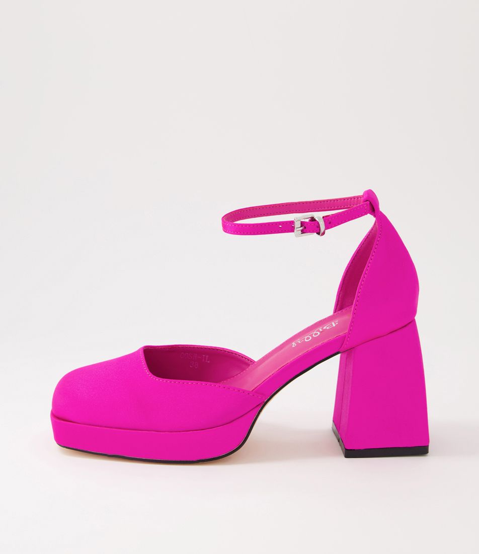 Oosh Hot Pink Satin Heels