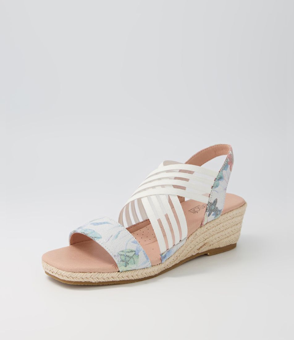 Zola MINT FLORAL-WHITE Leather Elastic Espadrilles