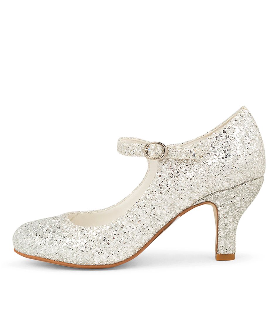MAJESTIC SILVER GLITTER  HEELED PUMPS