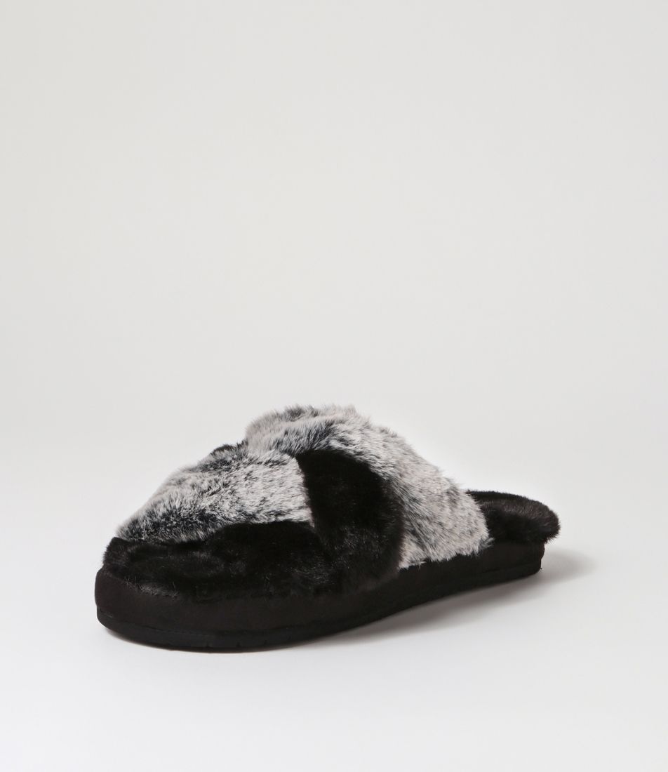 Cozy Slide Black Textile Sandals