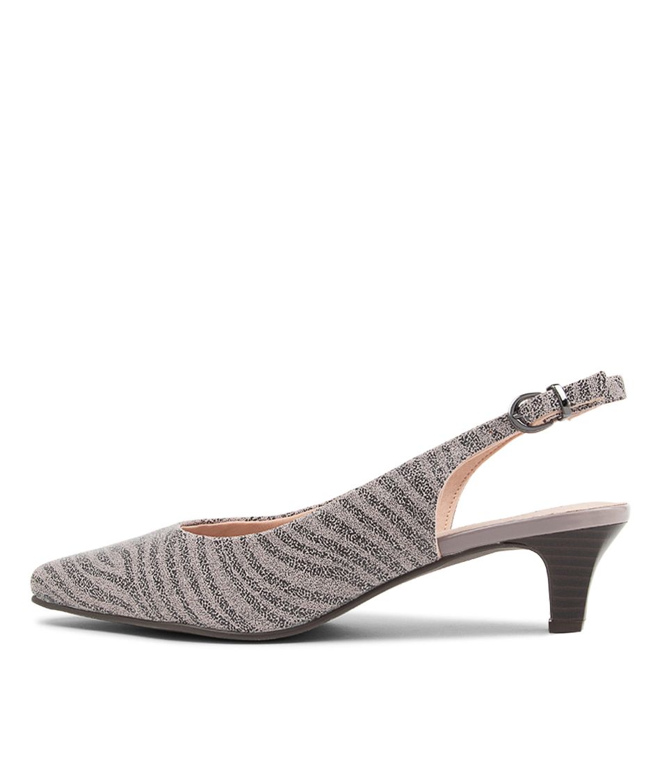 Linden Grey Zebra Stingray Leather Heels