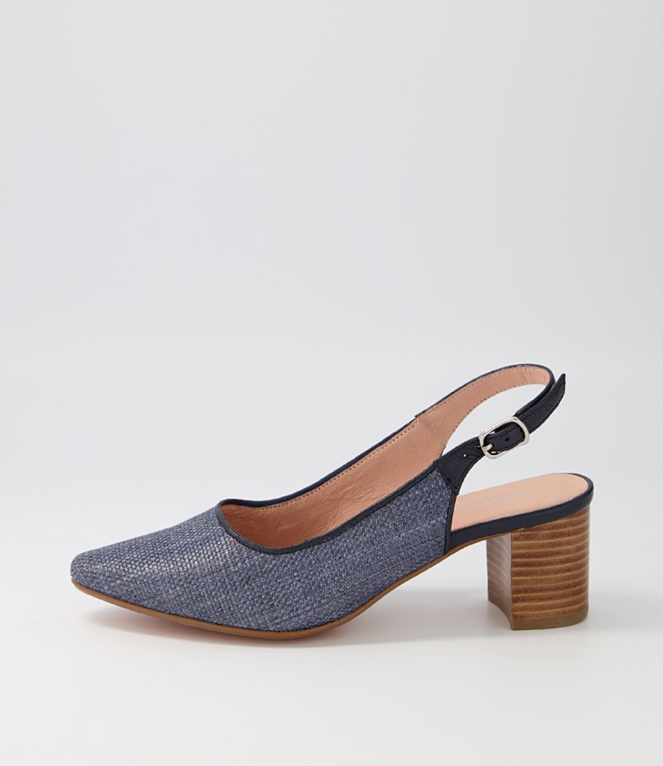 Lexstar Navy Woven Leather Heels