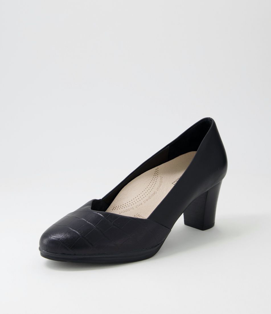 Denzil2 Black Croc Leather Heels