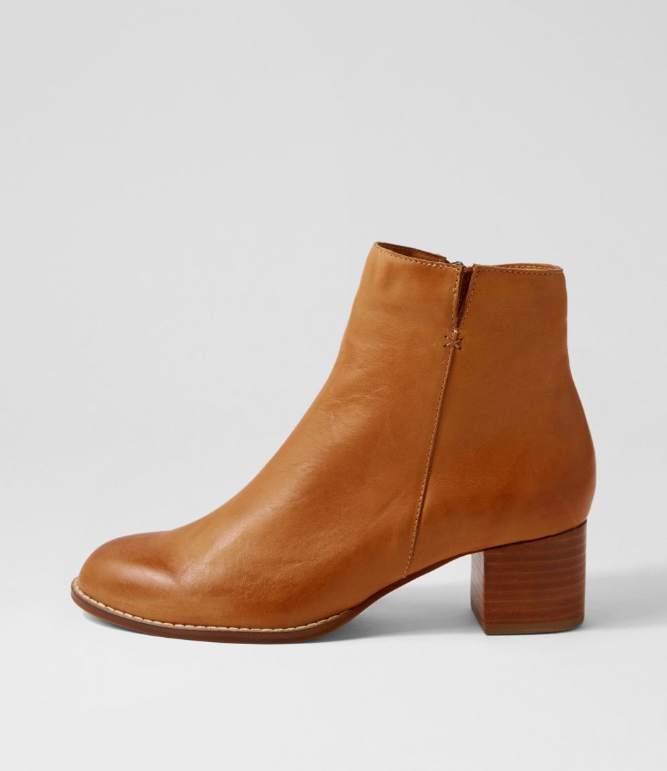 Bendigo Dark Tan Natural Heel Leather Ankle Boots