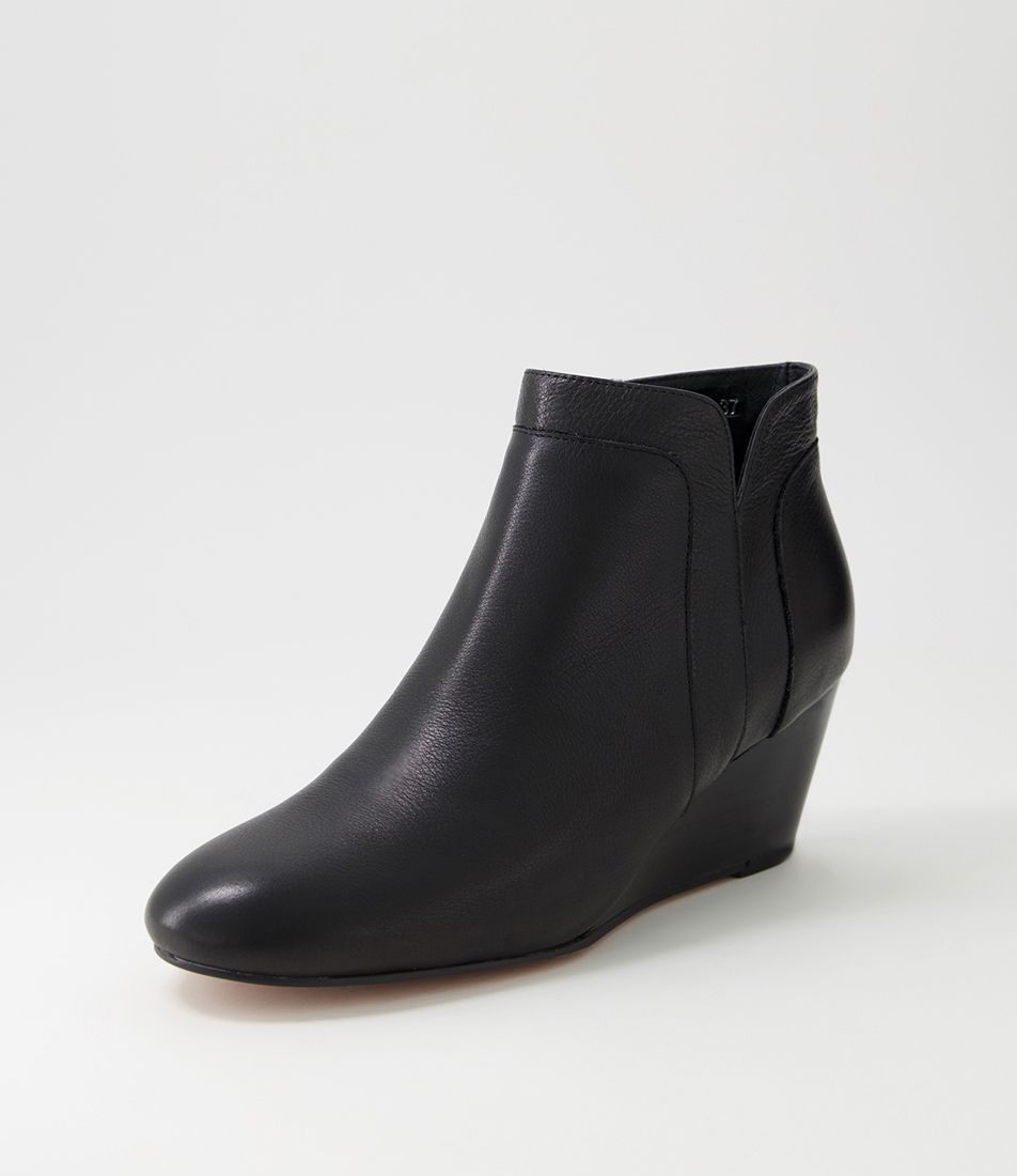 Livia Black Leather Ankle Boots