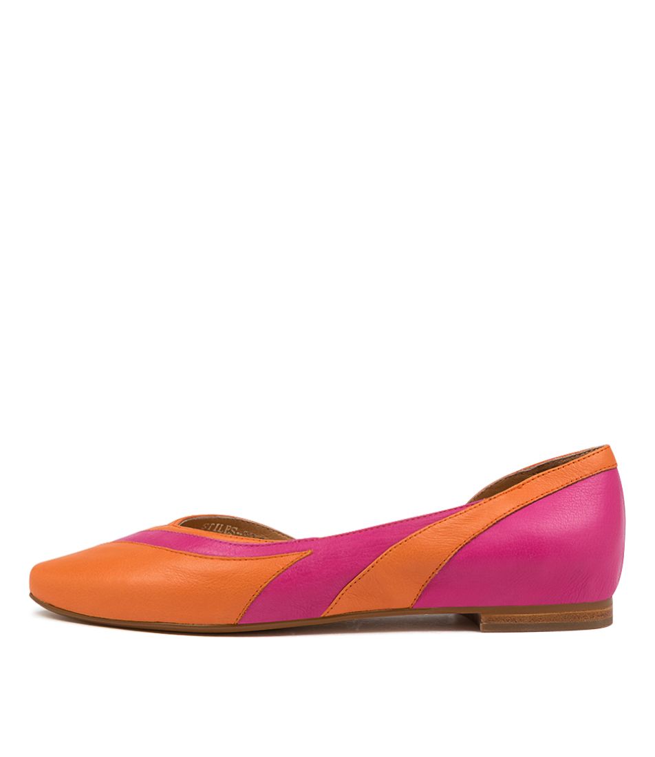 STILES TO BRIGHT ORANGE FUCHSIA LEATHER