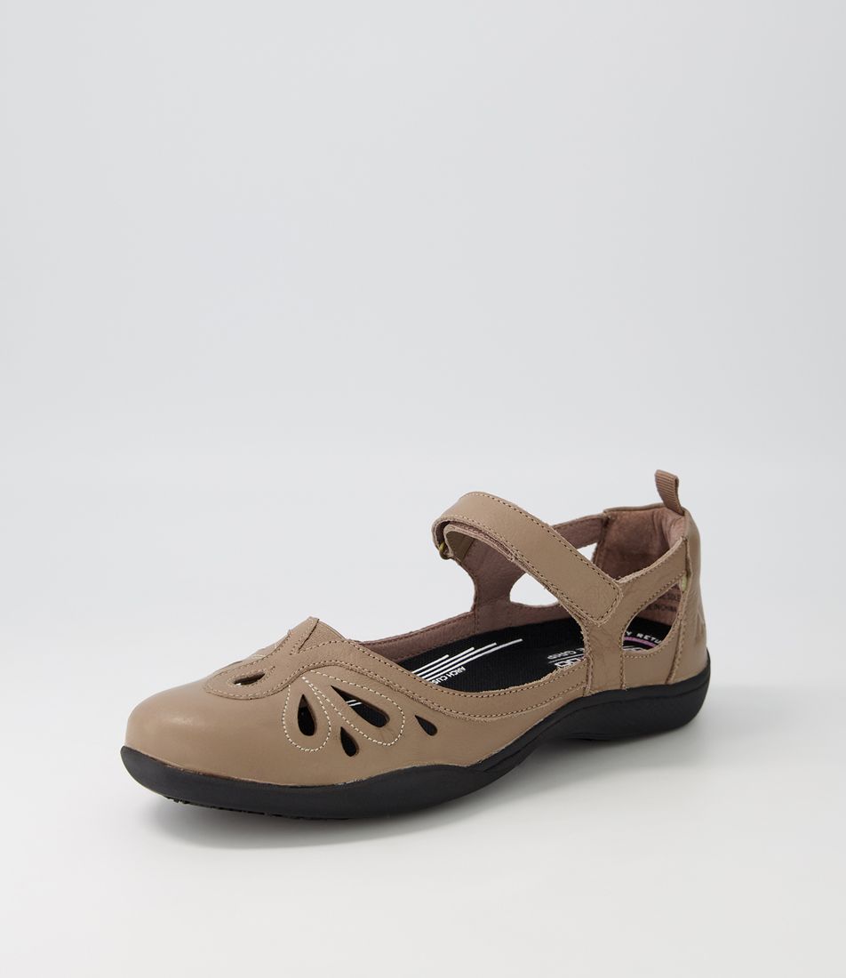 Gass Taupe Leather Flat Shoes