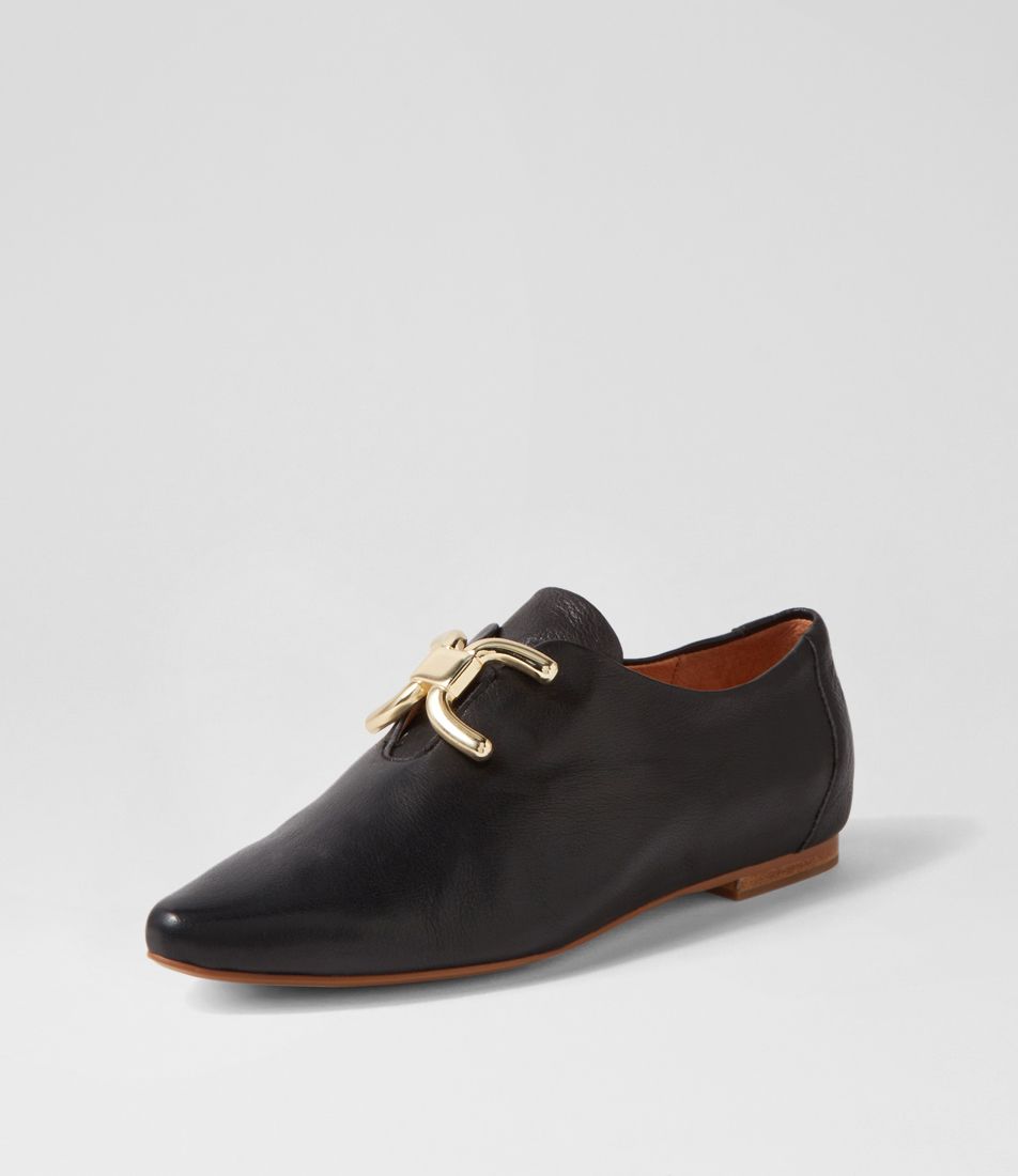 Sommals Black Leather Flat Shoes