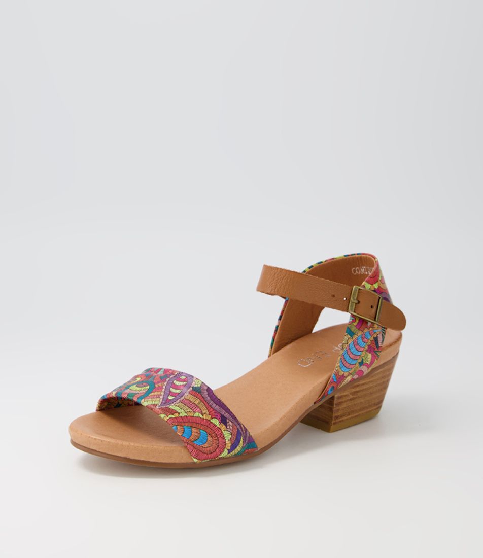 Control BRIGHT HARLEQUIN Dark Tan Leather Sandals