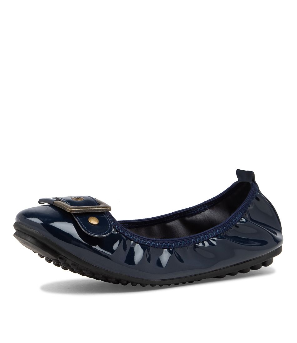 Cory Navy Patent Synthetic Ballet Flats