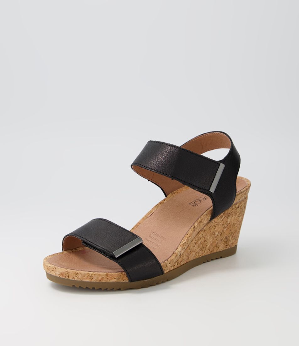 Avery Black Leather Sandals