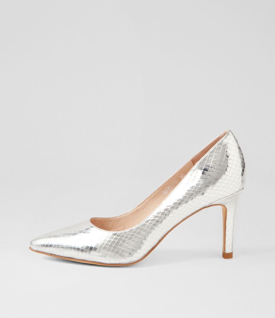 Barrios Silver Mirror Leather Pump Heels