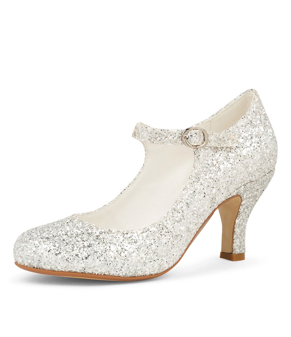 MAJESTIC SILVER GLITTER  HEELED PUMPS