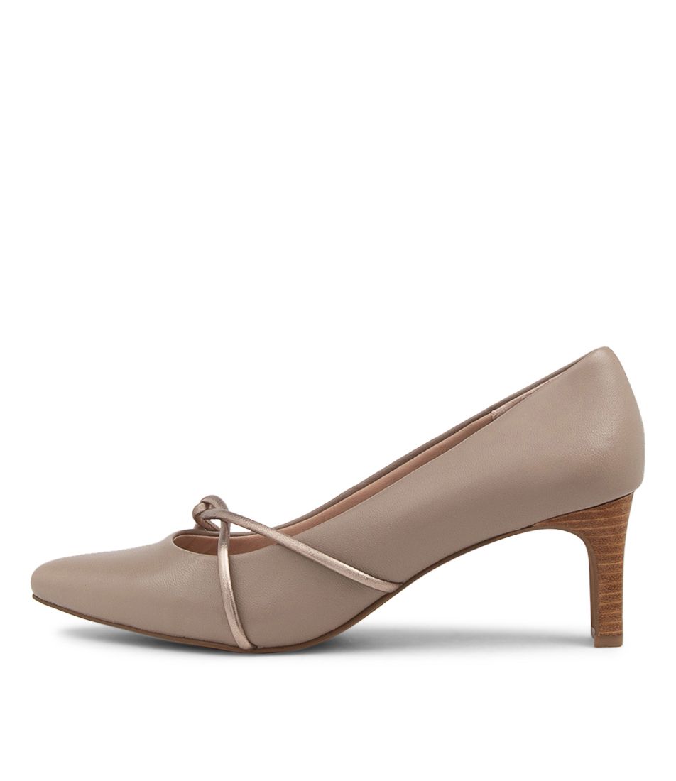 Nans Taupe Platinum Leather Heels