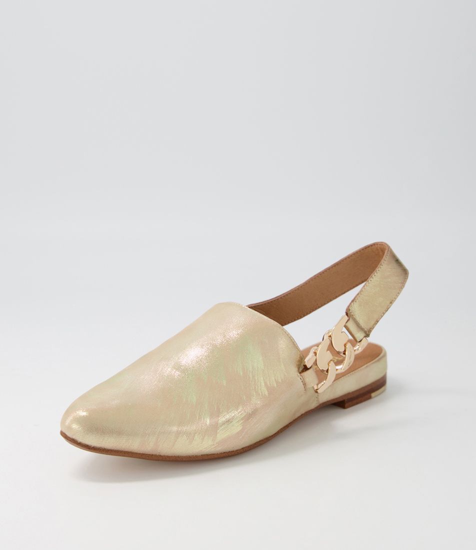 Fovo Old Gold Scratch Leather Flat Shoes