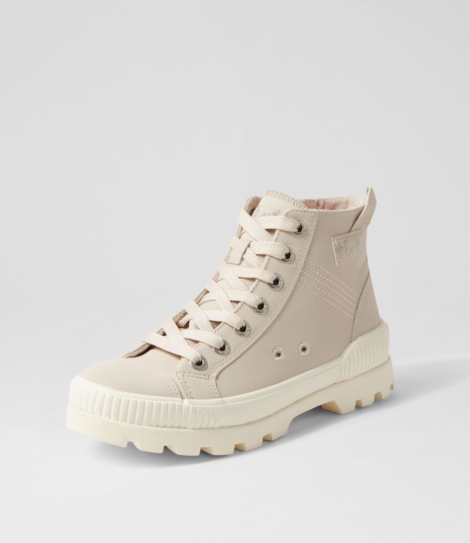 Forever Taupe Recycled Canvas Lace Up Boots