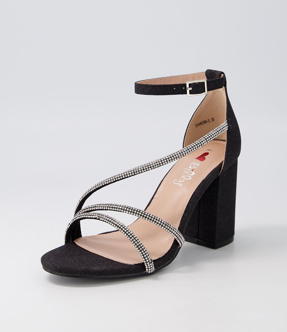 Shanema Black Glitter Sandals