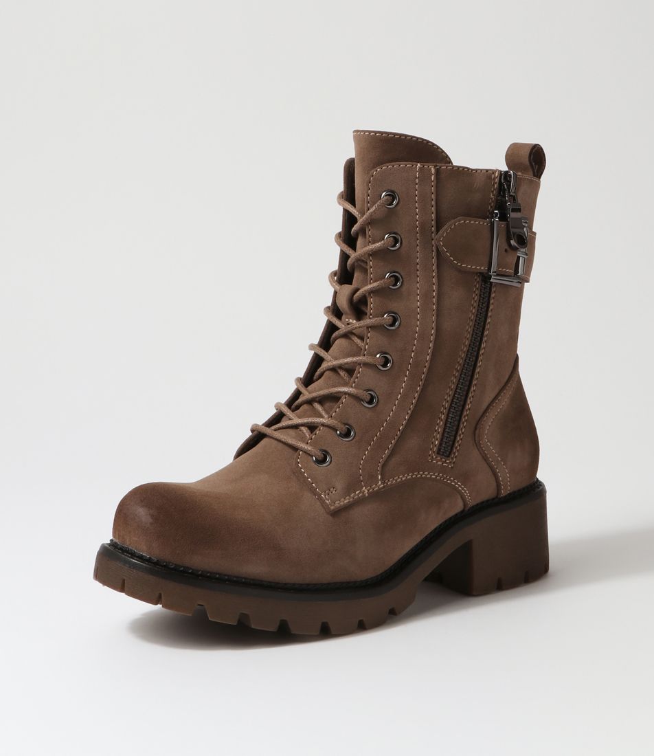 Fenja Taupe Rubbed Nubuck Pu Ankle Boots