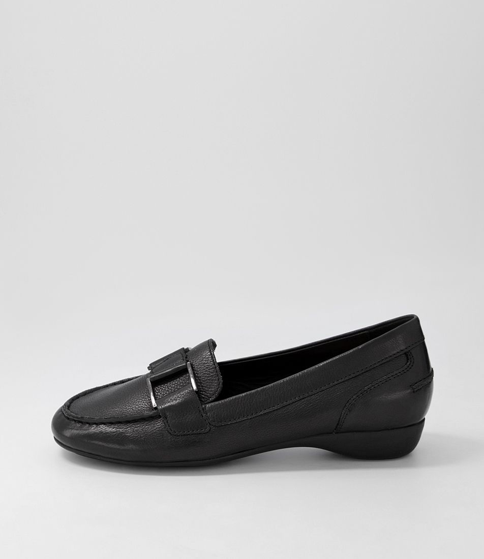 Elmas Black Leather Flat Shoes