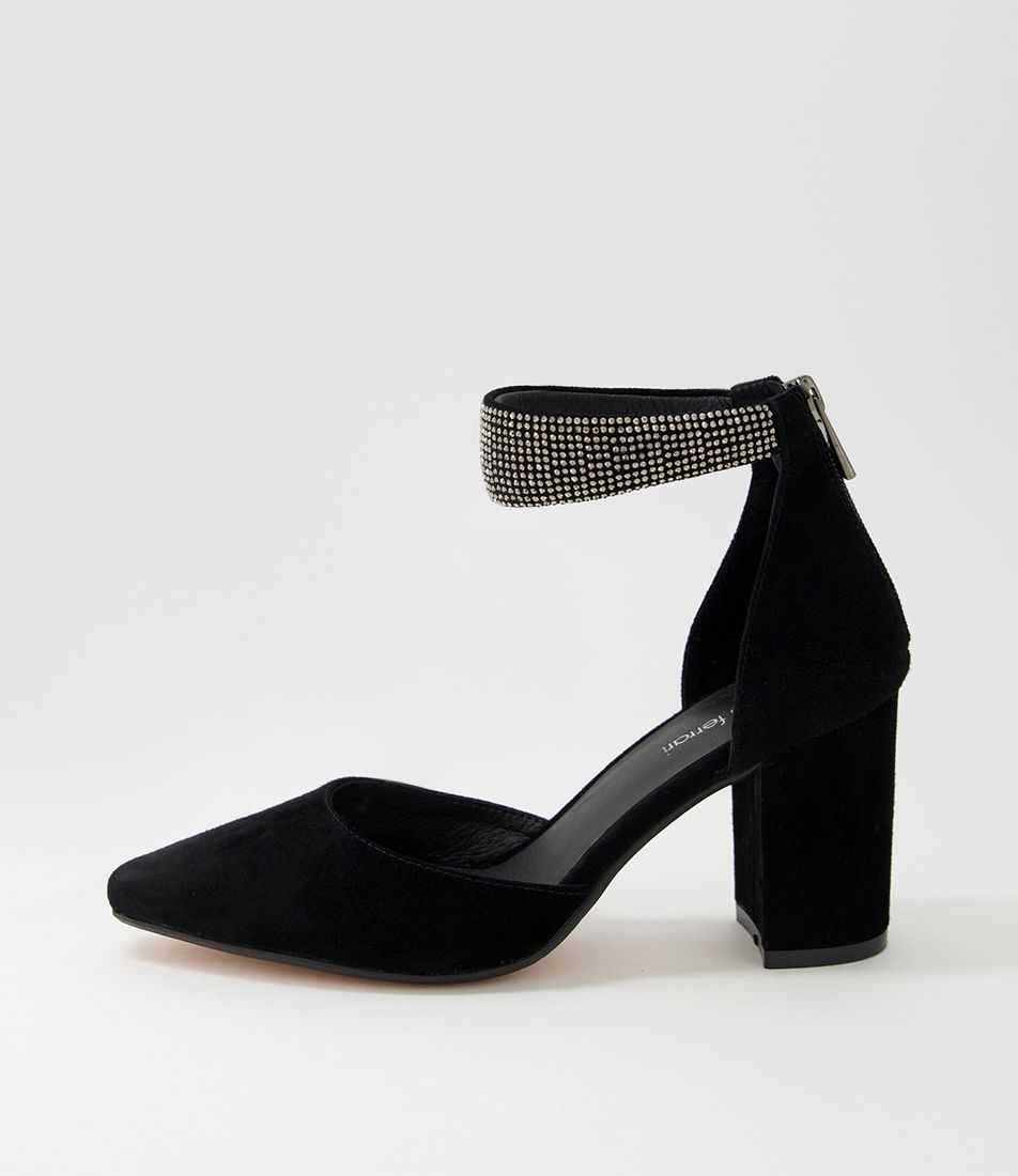 Spark Black Suede Jewels Heels