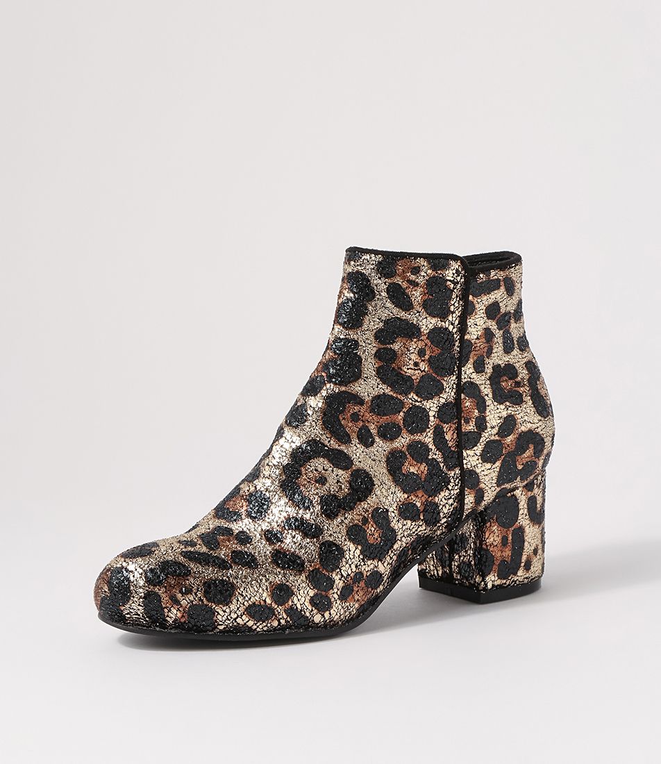 Kanye Gold Leopard Velvet Ankle Boots