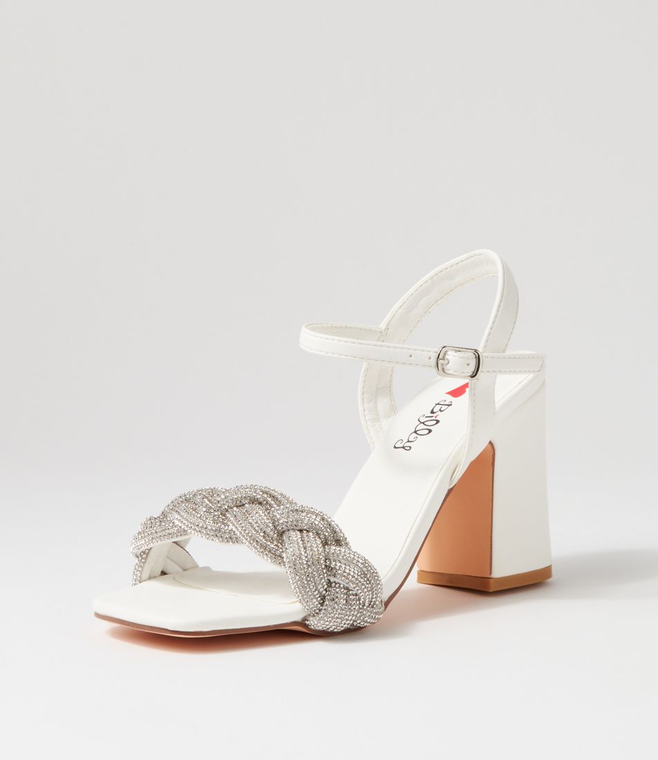 Tajari White Silver Sandals