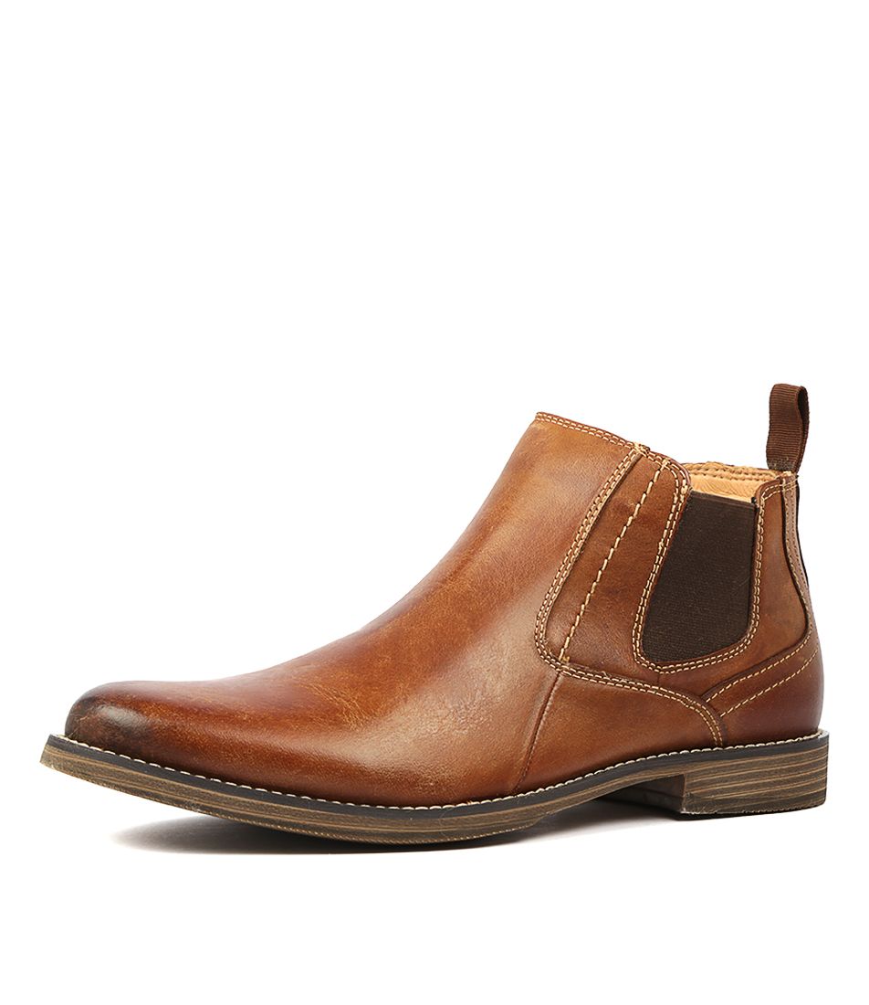 Mills Tan Leather Ankle Boots