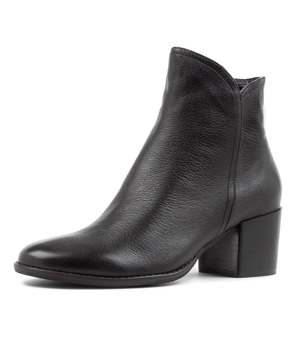 Mocker Black Leather Ankle Boots