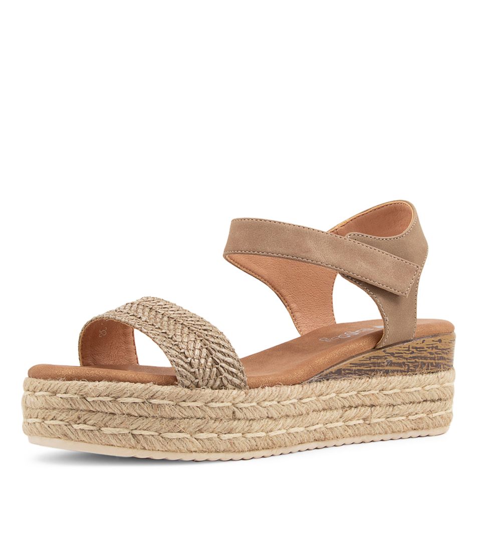 Hilaro Cinnamon Taupe Syn Raffia Sandals