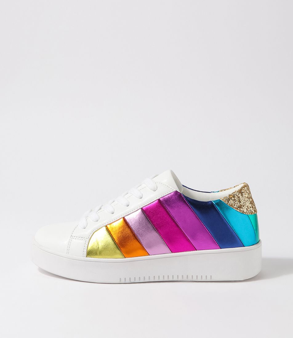 Lively White Rainbow Sneakers