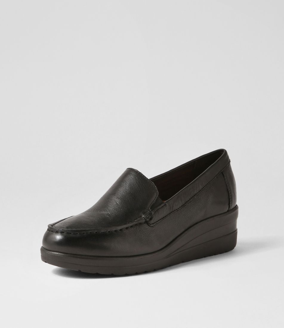 Ransom Black Leather Wedges