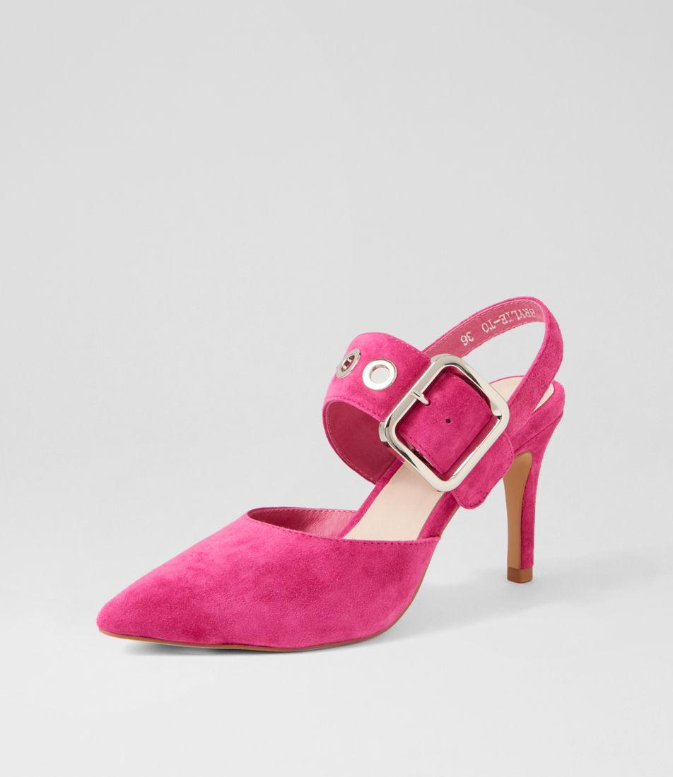Brylie Fuchsia Suede Mary Jane Heels