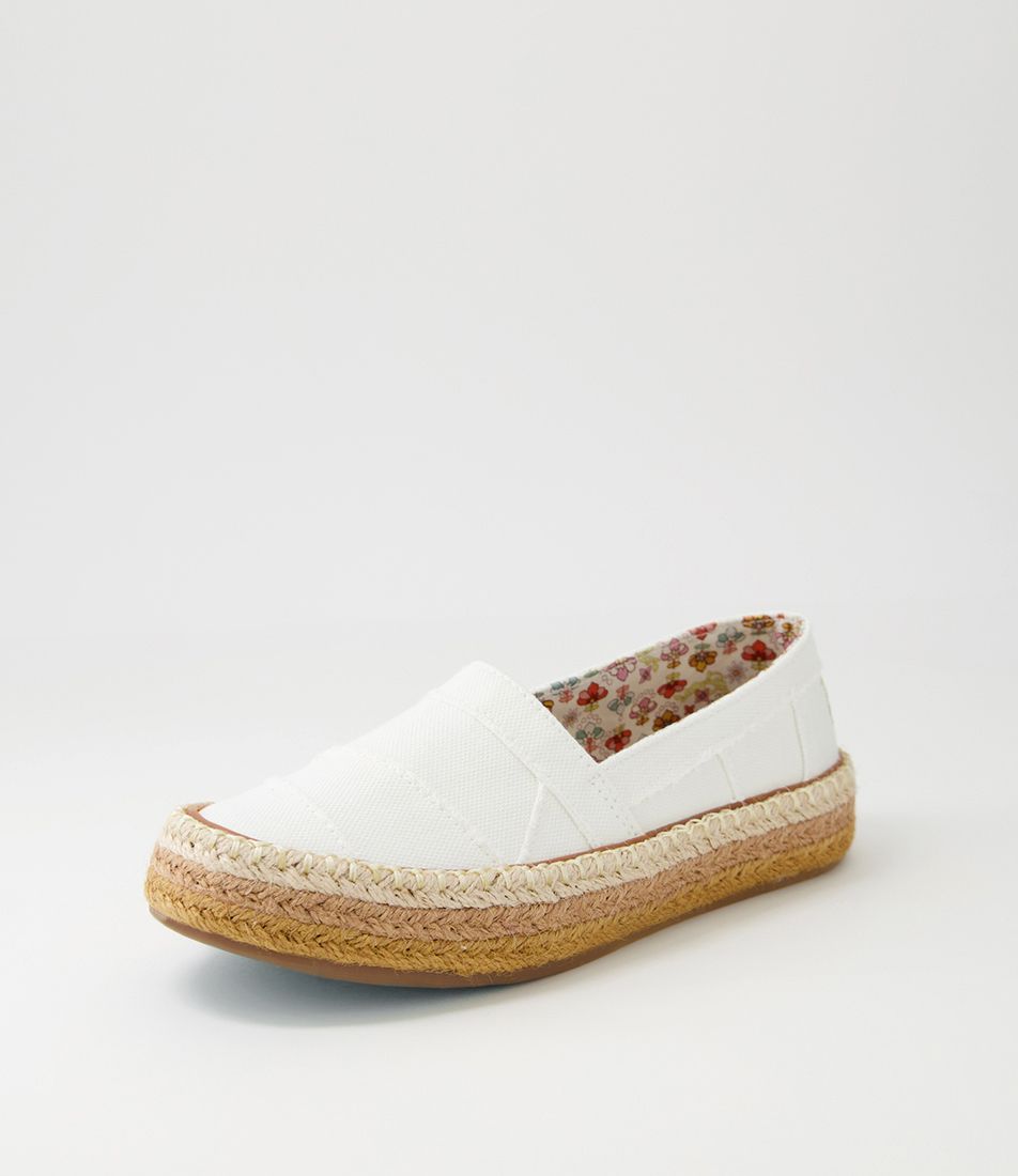 Nyra White Canvas Flat Shoes