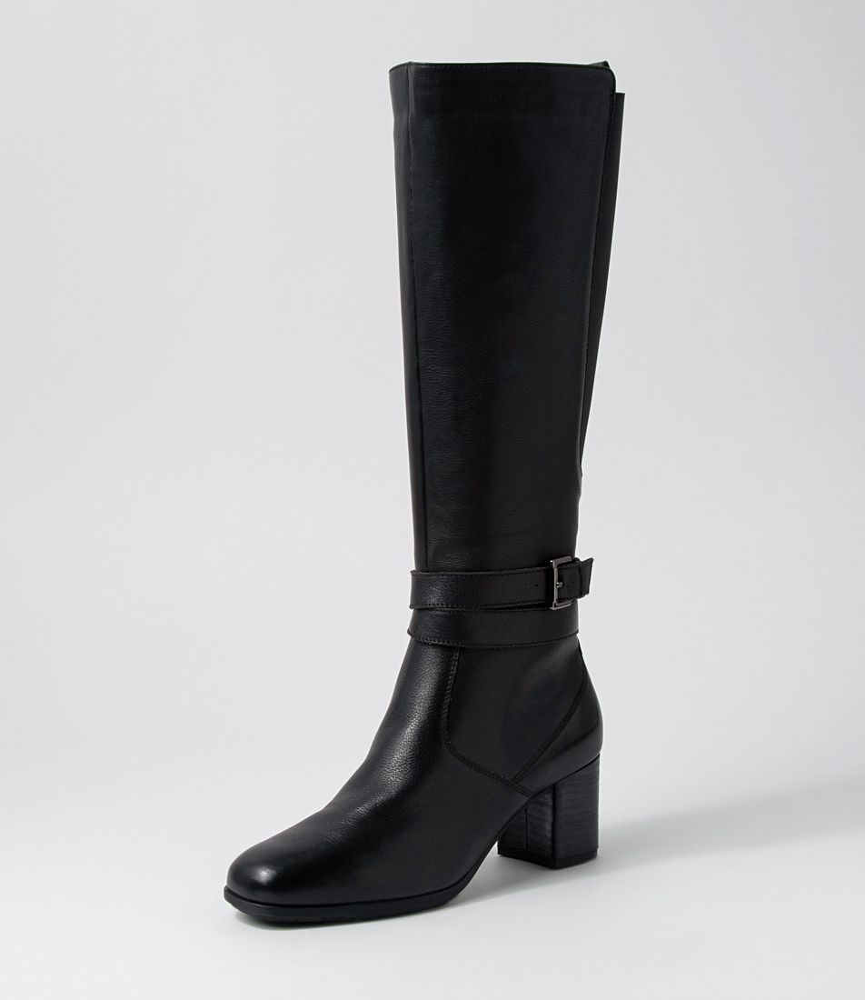 Vantage Black Leather Knee High Boots