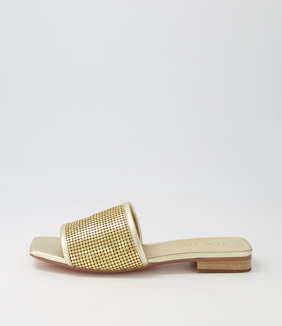 Koyner Gold Metal Leather Slides