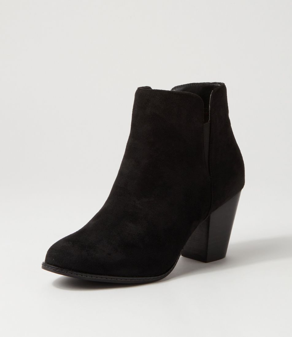 Cady Black Microsuede Ankle Boots